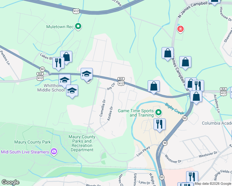 map of restaurants, bars, coffee shops, grocery stores, and more near 902 Azalea Drive in Columbia