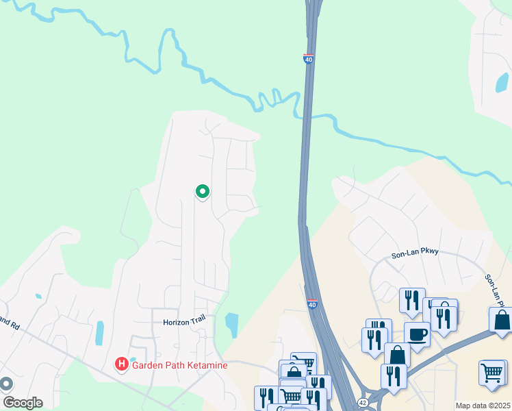 map of restaurants, bars, coffee shops, grocery stores, and more near 14 Pepper Lane in Garner