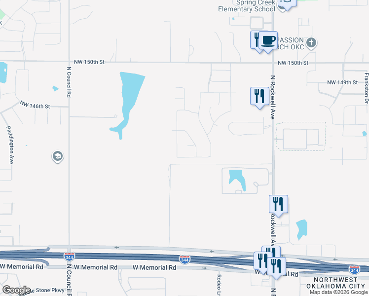 map of restaurants, bars, coffee shops, grocery stores, and more near 7236 Northwest 145th Street in Oklahoma City