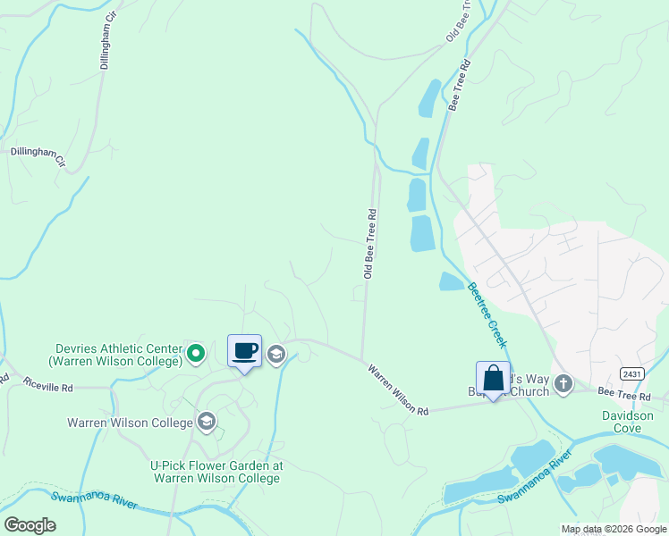 map of restaurants, bars, coffee shops, grocery stores, and more near 17 Lauren Ridge Way in Swannanoa
