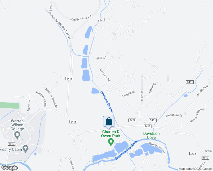 map of restaurants, bars, coffee shops, grocery stores, and more near 24 Beekeeper Trail in Swannanoa