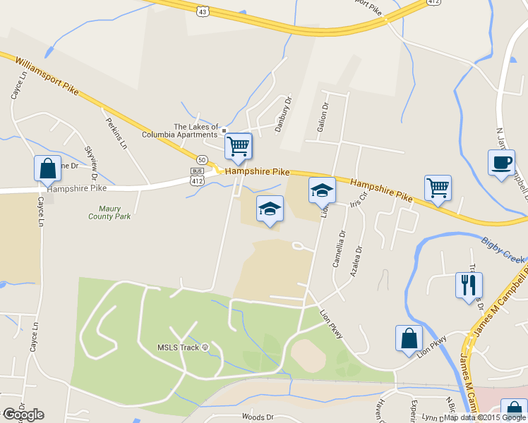 map of restaurants, bars, coffee shops, grocery stores, and more near 915 Lion Parkway in Columbia
