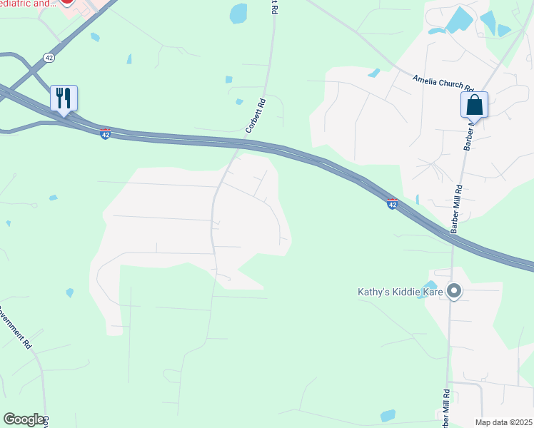 map of restaurants, bars, coffee shops, grocery stores, and more near 2108 Lee Street in Clayton