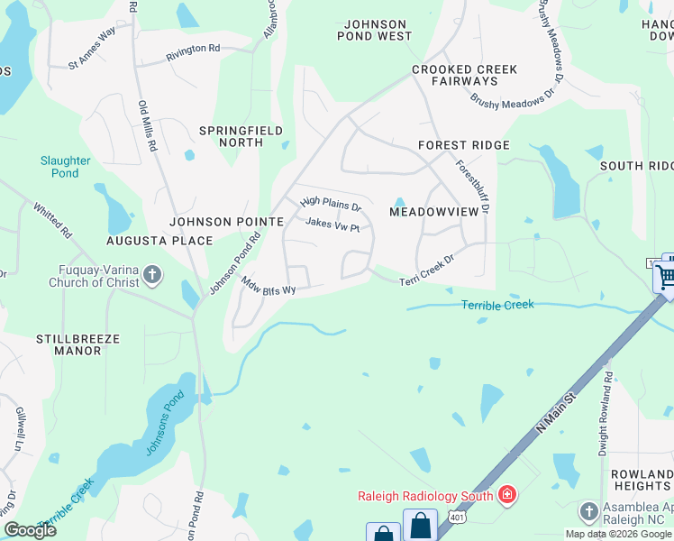 map of restaurants, bars, coffee shops, grocery stores, and more near 2005 Moonraker in Fuquay-Varina