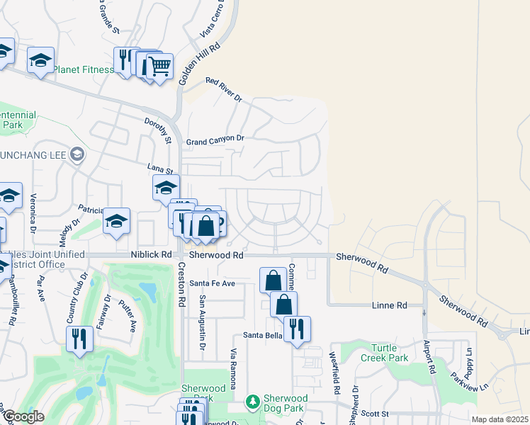map of restaurants, bars, coffee shops, grocery stores, and more near 1320 Teal Avenue in Paso Robles