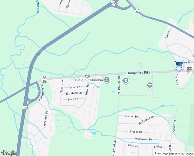 map of restaurants, bars, coffee shops, grocery stores, and more near 1703 University Drive in Columbia