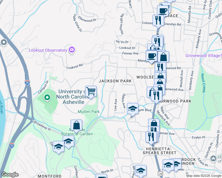 map of restaurants, bars, coffee shops, grocery stores, and more near 96 Barnard Avenue in Asheville