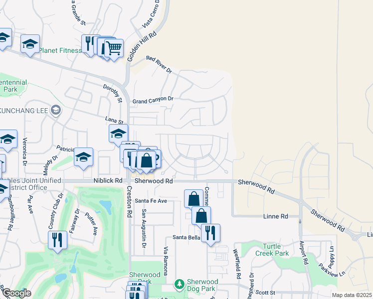 map of restaurants, bars, coffee shops, grocery stores, and more near 1320 Teal Avenue in Paso Robles
