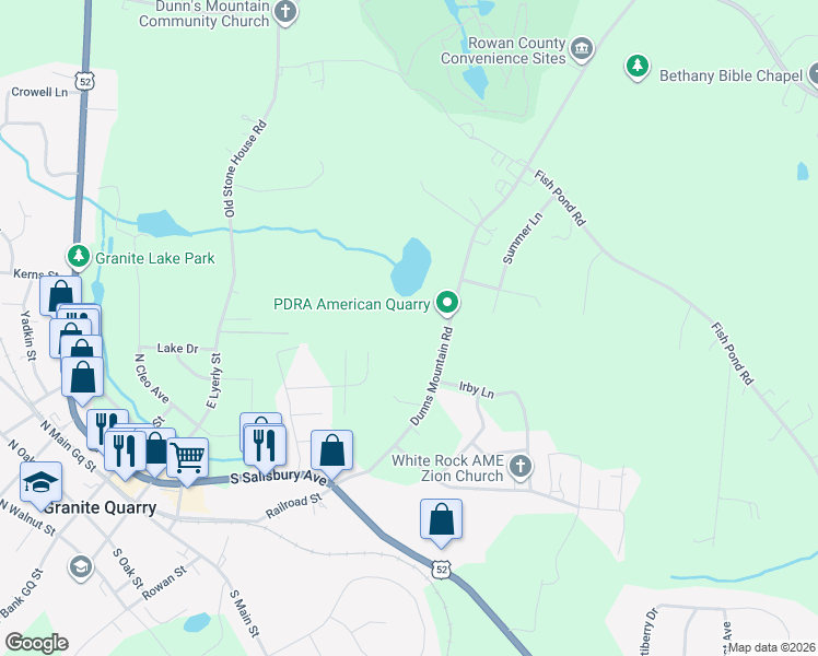 map of restaurants, bars, coffee shops, grocery stores, and more near 920 Dunns Mountain Road in Salisbury