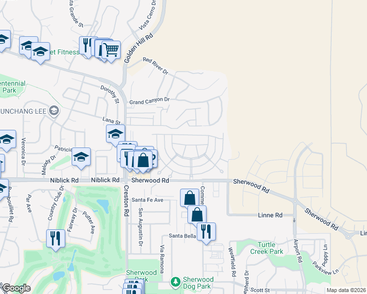 map of restaurants, bars, coffee shops, grocery stores, and more near 340 Nightingale Avenue in Paso Robles