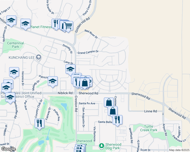 map of restaurants, bars, coffee shops, grocery stores, and more near 228 Partridge Avenue in Paso Robles