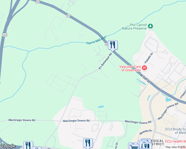 map of restaurants, bars, coffee shops, grocery stores, and more near 1015 Westover Drive in Greenville