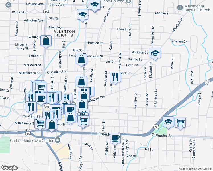 map of restaurants, bars, coffee shops, grocery stores, and more near 140 Stoddert Street in Jackson