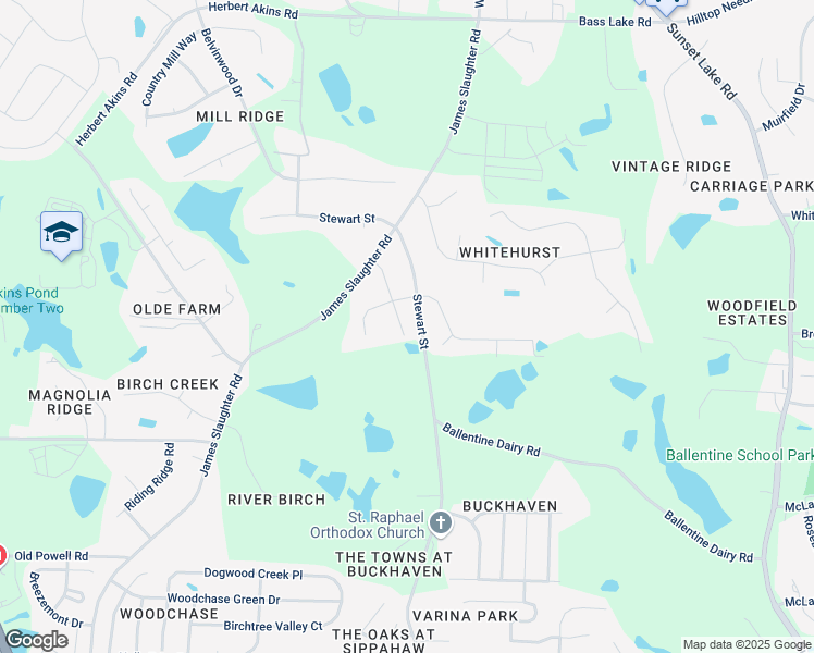 map of restaurants, bars, coffee shops, grocery stores, and more near 2008 Temple Hills Way in Fuquay-Varina