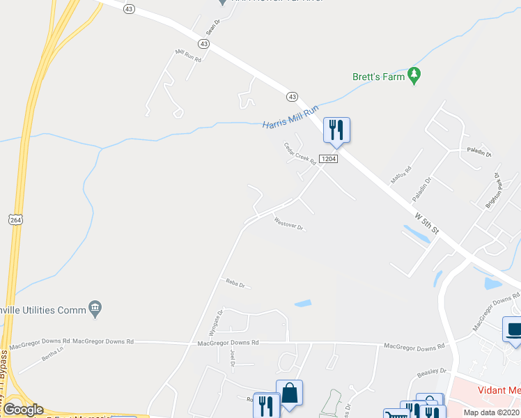 map of restaurants, bars, coffee shops, grocery stores, and more near 1020 Bs Barbecue Road in Greenville
