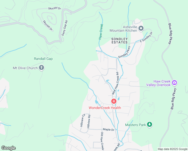 map of restaurants, bars, coffee shops, grocery stores, and more near 62 Haw Creek Circle in Asheville