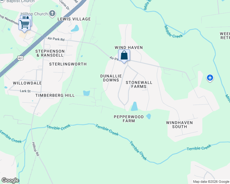 map of restaurants, bars, coffee shops, grocery stores, and more near 5537 Dunallie Drive in Fuquay-Varina