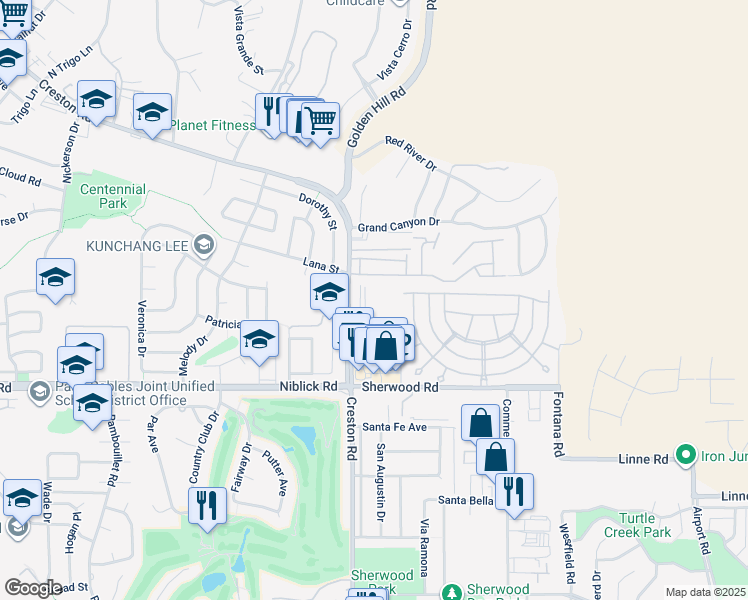 map of restaurants, bars, coffee shops, grocery stores, and more near 204 Oak Meadow Lane in Paso Robles