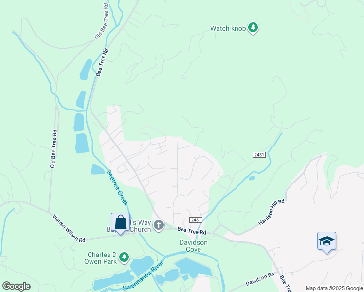 map of restaurants, bars, coffee shops, grocery stores, and more near 42 Sunset Drive in Swannanoa