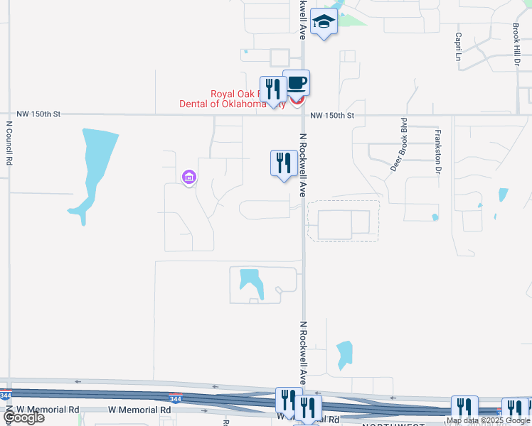 map of restaurants, bars, coffee shops, grocery stores, and more near 7205 Northwest 145th Street in Oklahoma City