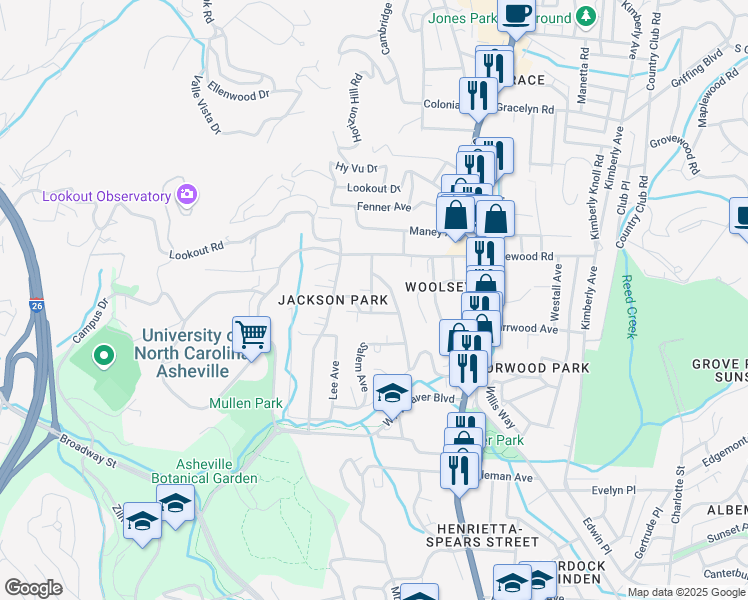 map of restaurants, bars, coffee shops, grocery stores, and more near 15 Ivy Street North in Asheville