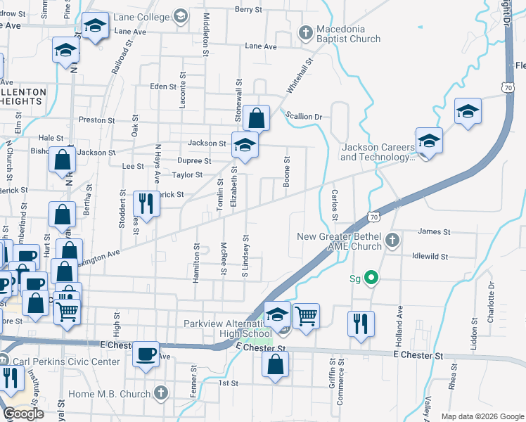map of restaurants, bars, coffee shops, grocery stores, and more near 440 Lexington Avenue in Jackson