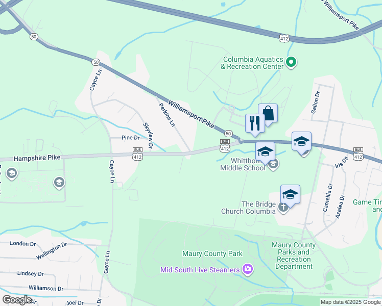map of restaurants, bars, coffee shops, grocery stores, and more near 1401 Perkins Lane in Columbia
