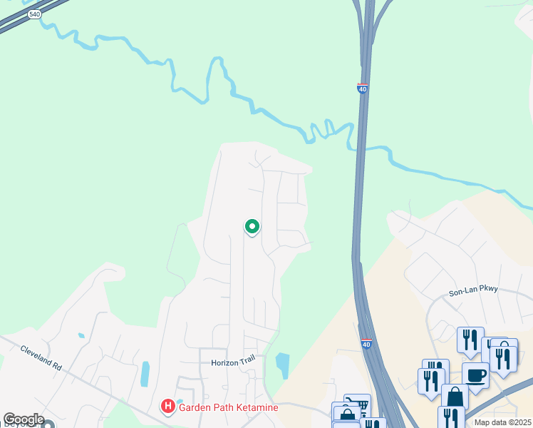 map of restaurants, bars, coffee shops, grocery stores, and more near 526 Summerwind Plantation Drive in Garner