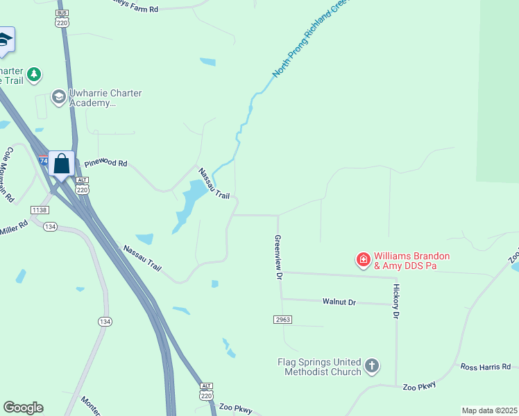 map of restaurants, bars, coffee shops, grocery stores, and more near 459 Greenview Drive in Asheboro