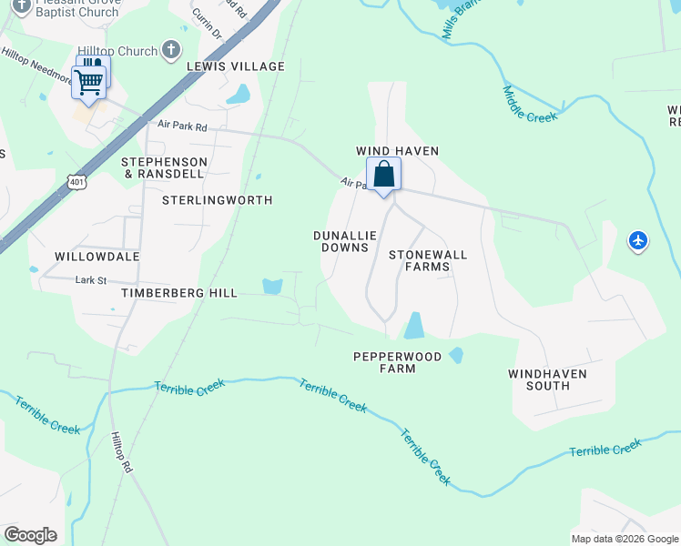 map of restaurants, bars, coffee shops, grocery stores, and more near 5537 Dunallie Drive in Fuquay-Varina