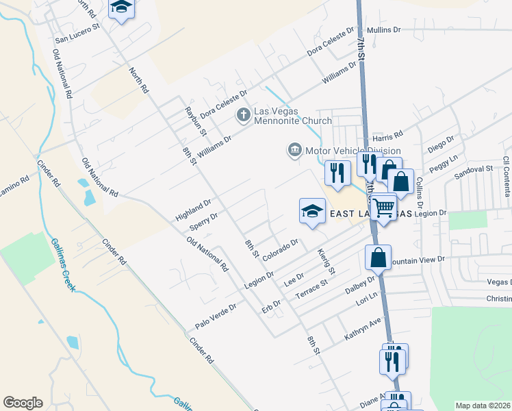 map of restaurants, bars, coffee shops, grocery stores, and more near 706 Kane Dr in Las Vegas