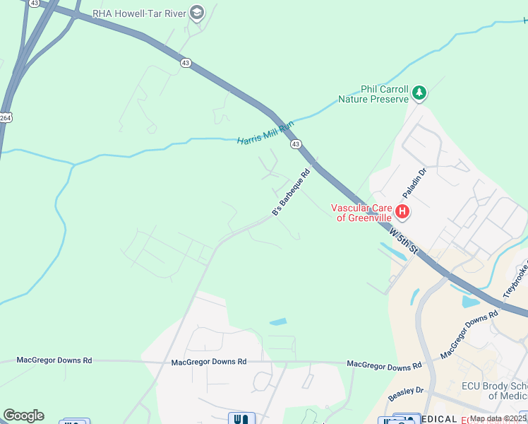 map of restaurants, bars, coffee shops, grocery stores, and more near 930 B's Barbeque Rd in Greenville