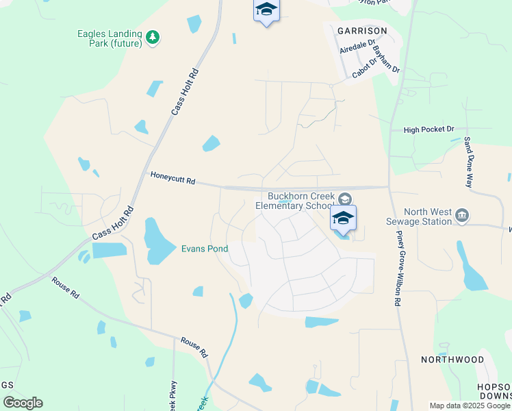 map of restaurants, bars, coffee shops, grocery stores, and more near 108 Headrick Road in Holly Springs