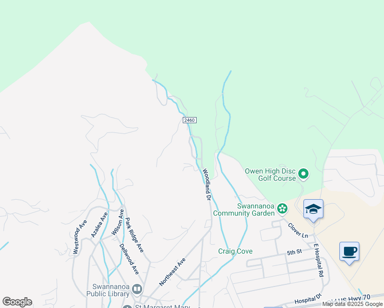 map of restaurants, bars, coffee shops, grocery stores, and more near 11 Rocky Creek Trail in Swannanoa