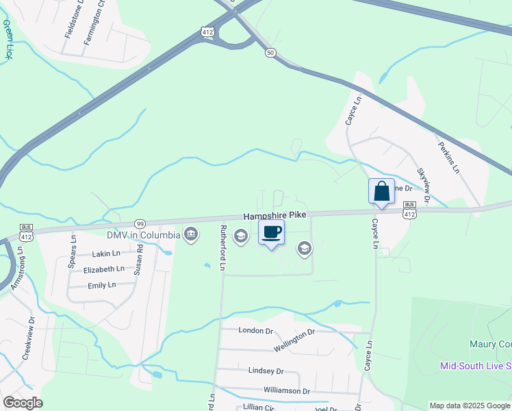 map of restaurants, bars, coffee shops, grocery stores, and more near 1688 Hampshire Pike in Columbia
