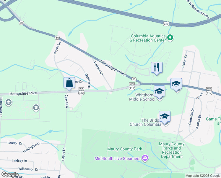 map of restaurants, bars, coffee shops, grocery stores, and more near 1401 Perkins Lane in Columbia