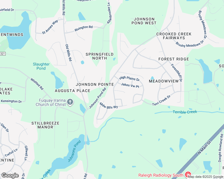 map of restaurants, bars, coffee shops, grocery stores, and more near 2705 High Plains Drive in Fuquay-Varina