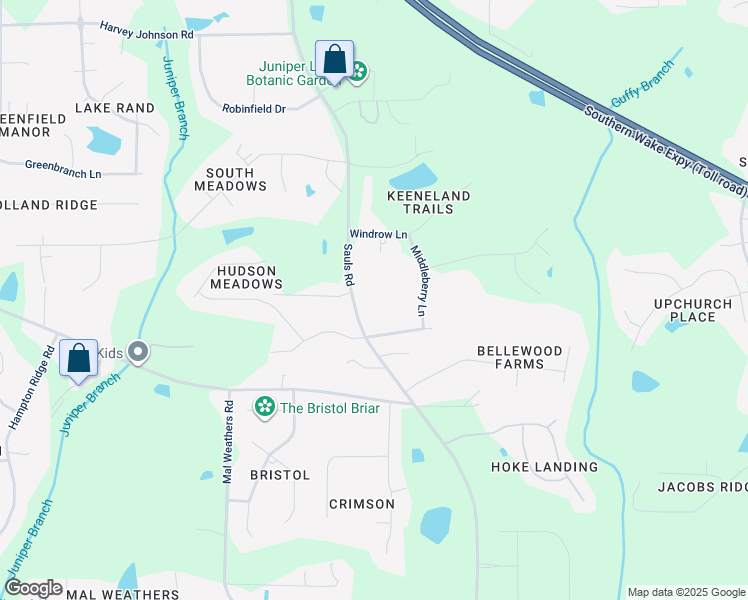 map of restaurants, bars, coffee shops, grocery stores, and more near 9509 Sauls Road in Raleigh