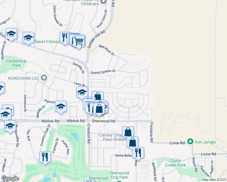 map of restaurants, bars, coffee shops, grocery stores, and more near 287 Quail Summit in Paso Robles