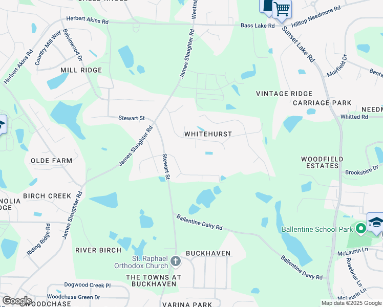 map of restaurants, bars, coffee shops, grocery stores, and more near 2701 Black Duck Court in Fuquay-Varina