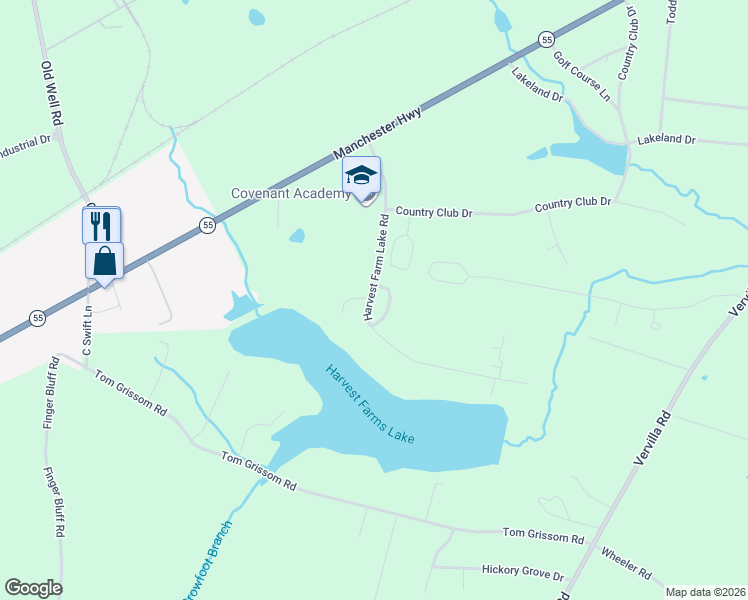map of restaurants, bars, coffee shops, grocery stores, and more near 269 Harvest Farm Lake Road in McMinnville