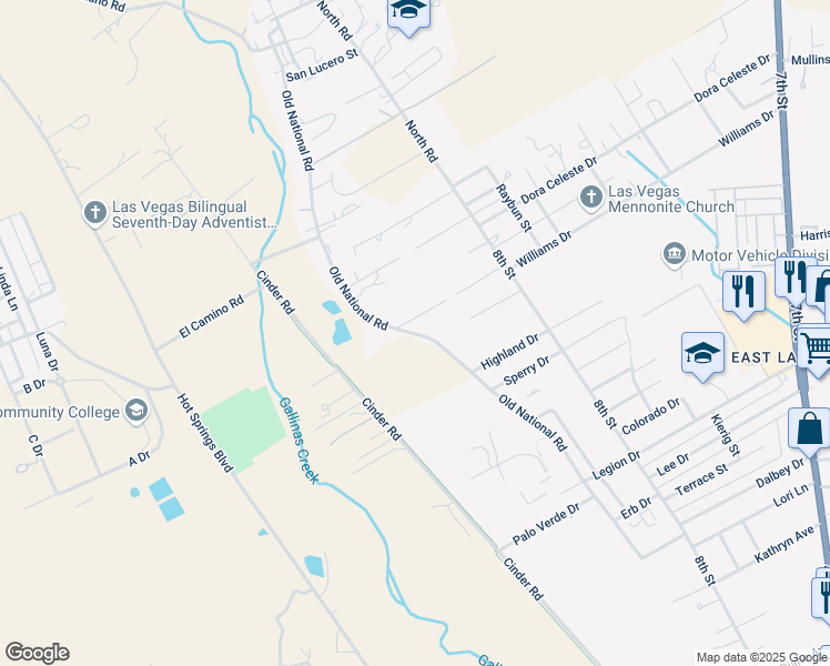 map of restaurants, bars, coffee shops, grocery stores, and more near 2898 Old National Road in Las Vegas