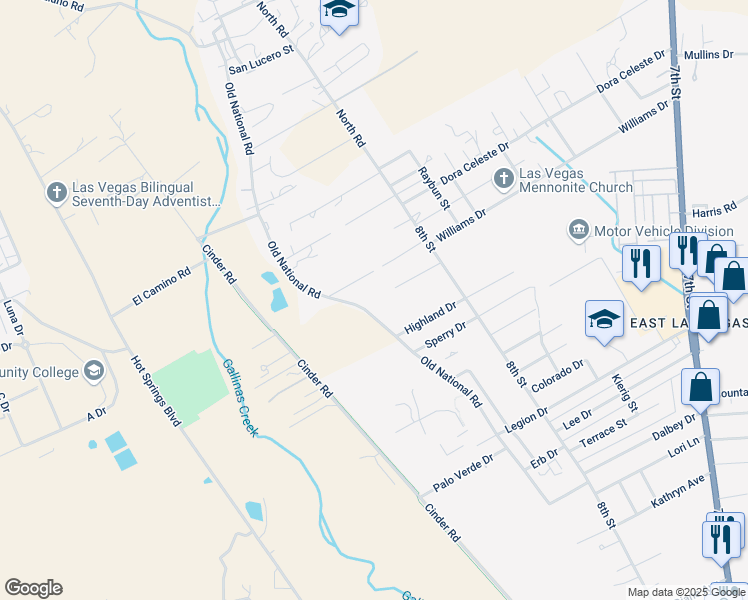 map of restaurants, bars, coffee shops, grocery stores, and more near 2800-2898 Old National Rd in Las Vegas