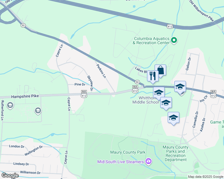 map of restaurants, bars, coffee shops, grocery stores, and more near 1401 Perkins Lane in Columbia