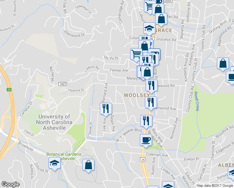 map of restaurants, bars, coffee shops, grocery stores, and more near 31 Ivy Street North in Asheville