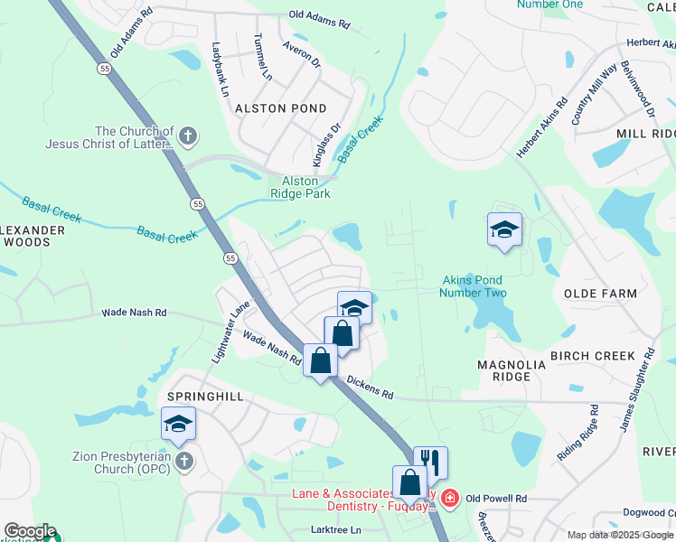 map of restaurants, bars, coffee shops, grocery stores, and more near 649 Andrade Dr in Fuquay-Varina