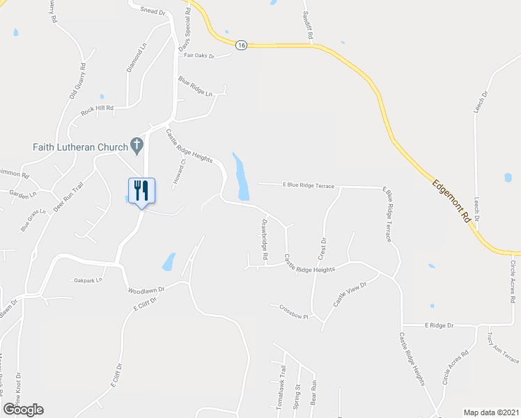 map of restaurants, bars, coffee shops, grocery stores, and more near 321 Castle Ridge Heights in Fairfield Bay