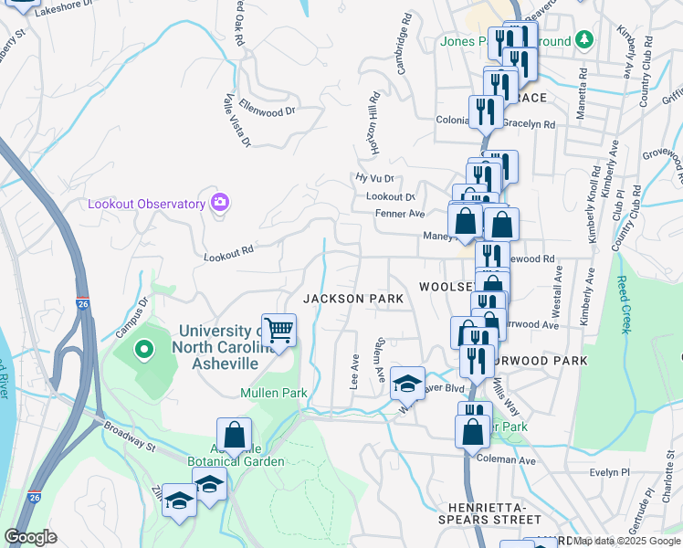 map of restaurants, bars, coffee shops, grocery stores, and more near 154 Barnard Avenue in Asheville