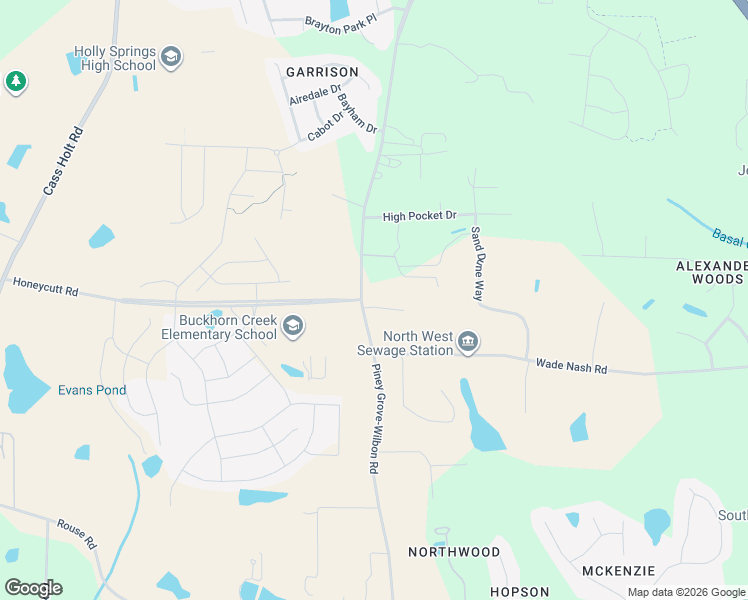 map of restaurants, bars, coffee shops, grocery stores, and more near 5512 Quiet Glen Drive in Holly Springs