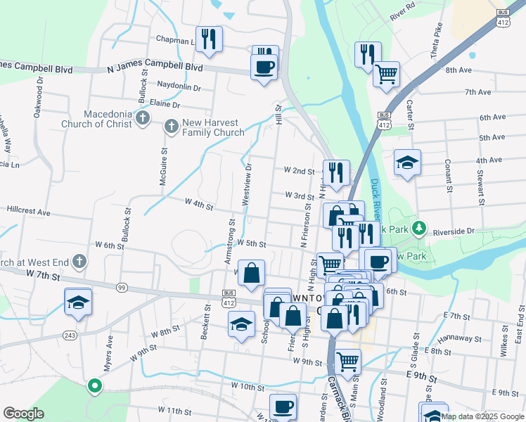 map of restaurants, bars, coffee shops, grocery stores, and more near in Columbia